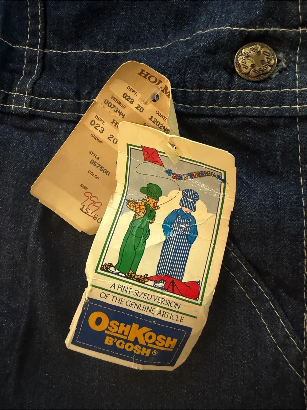 Vintage OshKosh B’Gosh Vestbak Shortalls — Made in USA — Original Tags